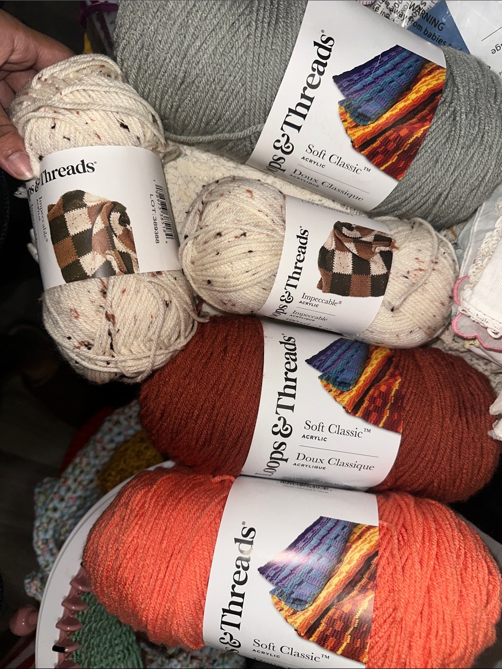 Soft Classic Yarn Bundle — Cream, Gray, Rust, Coral/ bundle of 5